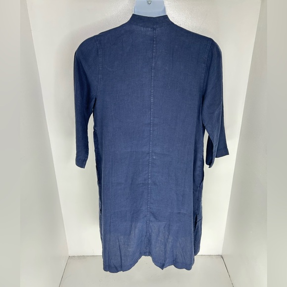 J. Jill Pure Jill Medium Tall Linen Duster Cardigan Navy Garment Dyed Oversized - Picture 7 of 13
